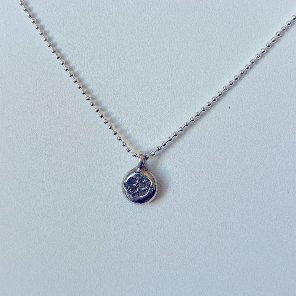 Thai Silver Om Charm on Sterling Silver‎ Ball Chain Necklace NWT